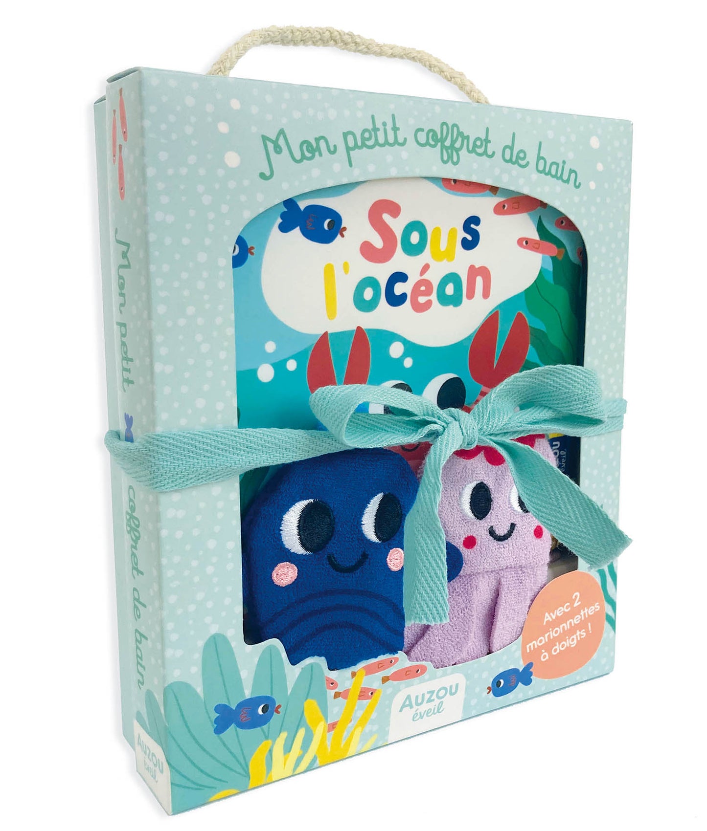 Mon Petit Coffret De Bain - Sous L'océan - Un Livre De Bain Et 2 Marionnettes À Doigt