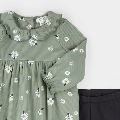 Ensemble 2 pièces robe et legging - Marguerittes - 3 à 24 mois