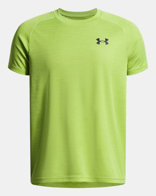 UA Tech Textured Boys' Short Sleeve Vert/Noir  - 7 à 14 ans