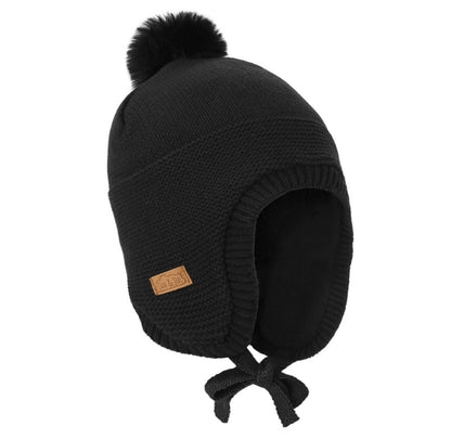 Tuque d’hiver à oreilles - Noir -  3 mois à 5 ans