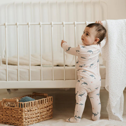 Pyjama convertible en coton organique - Dauphins - Nouveau-né à 24 mois