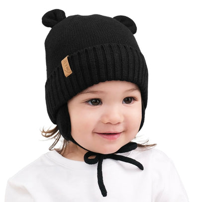 Tuque d’hiver - Ours - Noir-  3 mois à 5 ans