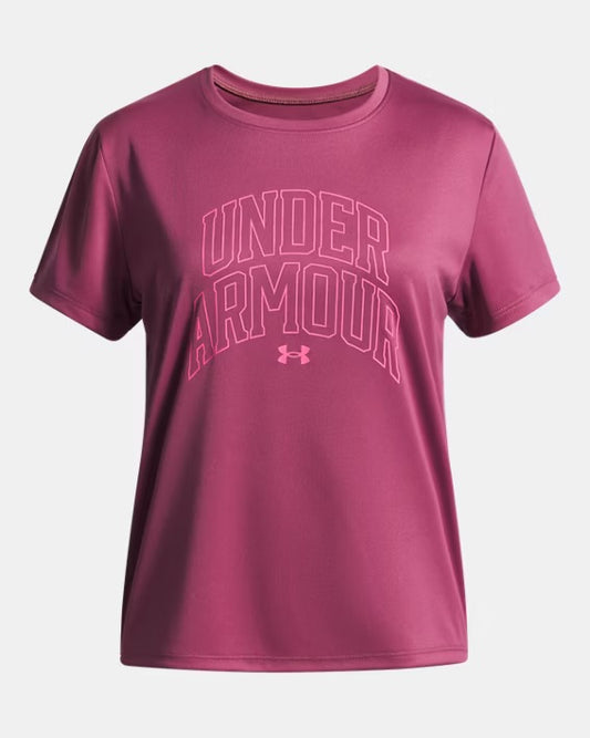 UA Girls' UA Tech Varsity Graphic Short Sleeve Fuchsia Dusk - 7 à 14 ans