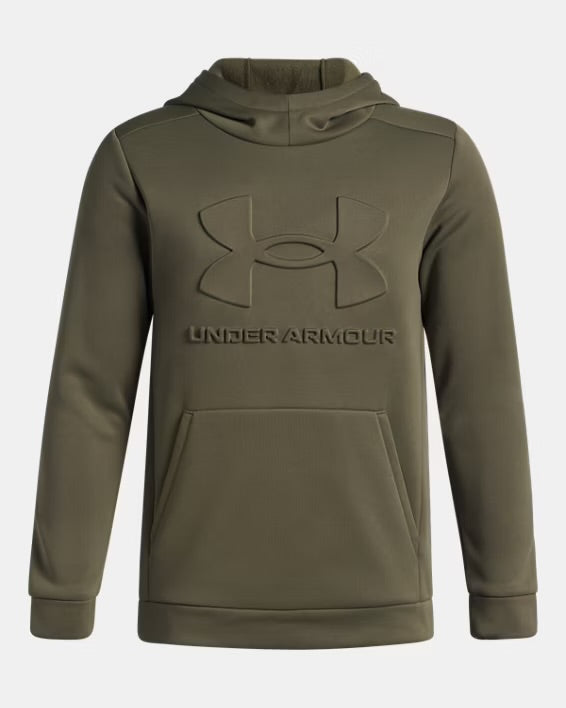 UA Boys' Armour Fleece Embossed Hoodie Kaki  - 7 à 14 ans