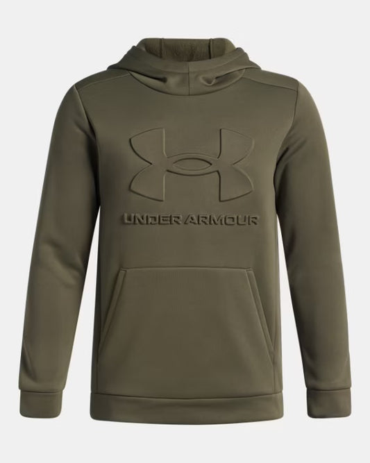 UA Boys' Armour Fleece Embossed Hoodie Kaki  - 7 à 14 ans