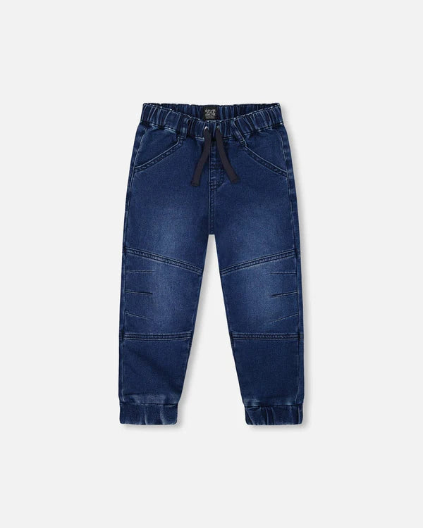 Pantalon jogger en denim foncé extensible - Essentiels - G20YB24-123 - 12 à 24 mois