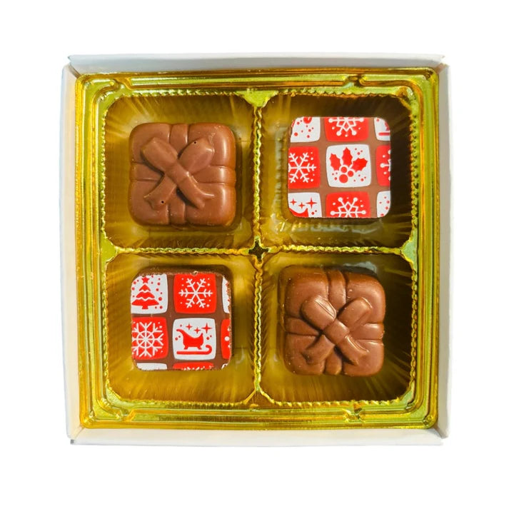 Boite de chocolats au lait - 4 bouchées de Noël