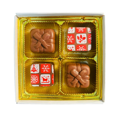 Boite de chocolats au lait - 4 bouchées de Noël