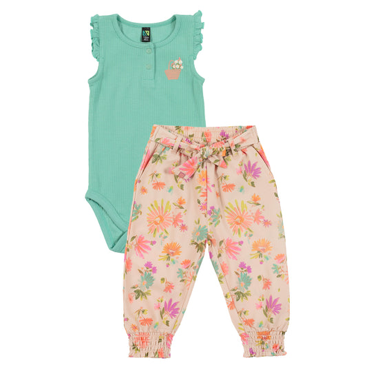 Ensemble cache-couche et pantalon - Petite fleur - S2556-06 - 6 à 24 mois