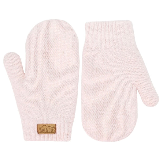 Mitaine en tricot - Rose pâle -  3 mois à 5 ans