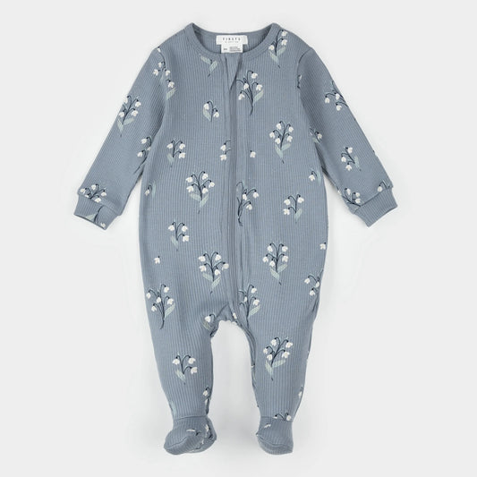Dormeuse à pieds - Fleurs/Bleu - Nouveau-né à 12 mois