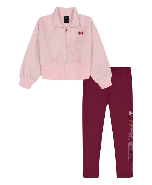 Ensemble veste en sherpa et Legging - Rose fuchsia - 2 à 7 ans