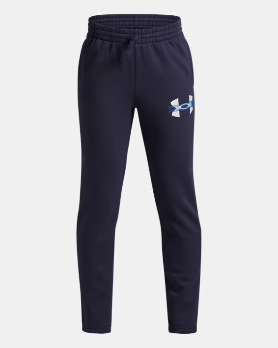 UA Boys' Rival Fleece Colorblock Graphic Joggers Bleu/Blanc - 7 à 14 ans