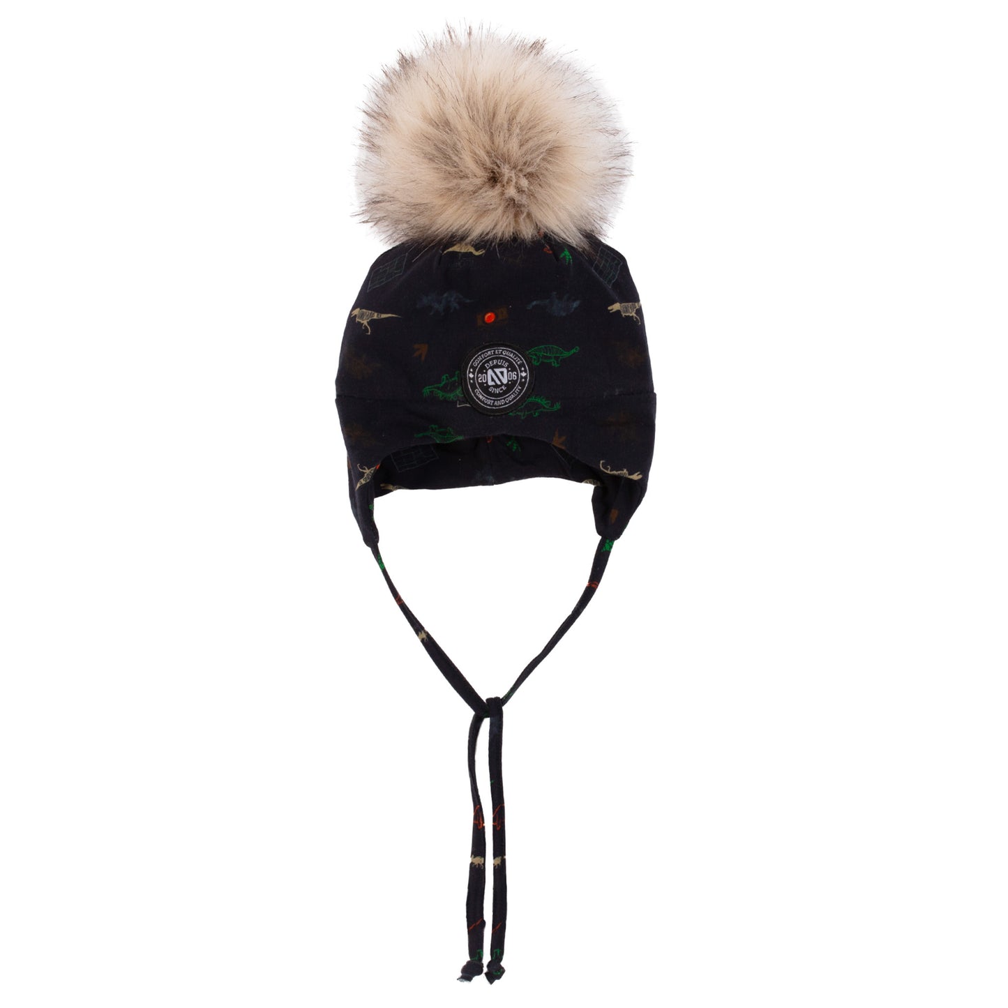 Tuque mi-saison avec oreilles et pompon F24TUJO501 - Noir - 6/12 mois  à 5/6 ans