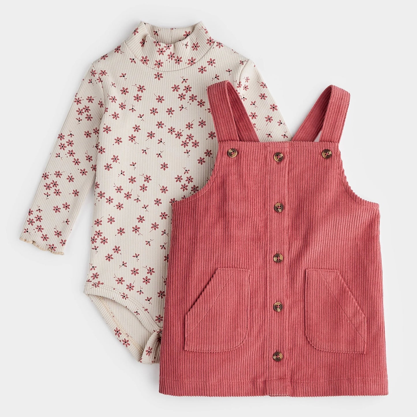 Ensemble Robe en corduroy « Jardins floral » - 3 à 24M