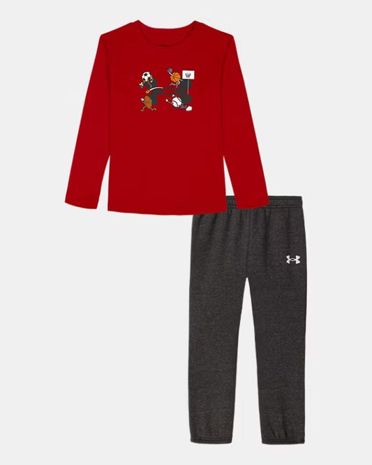 Ensemble t-shirt à manches longues et pantalon - Rouge/Gris - 4 à 7 ans