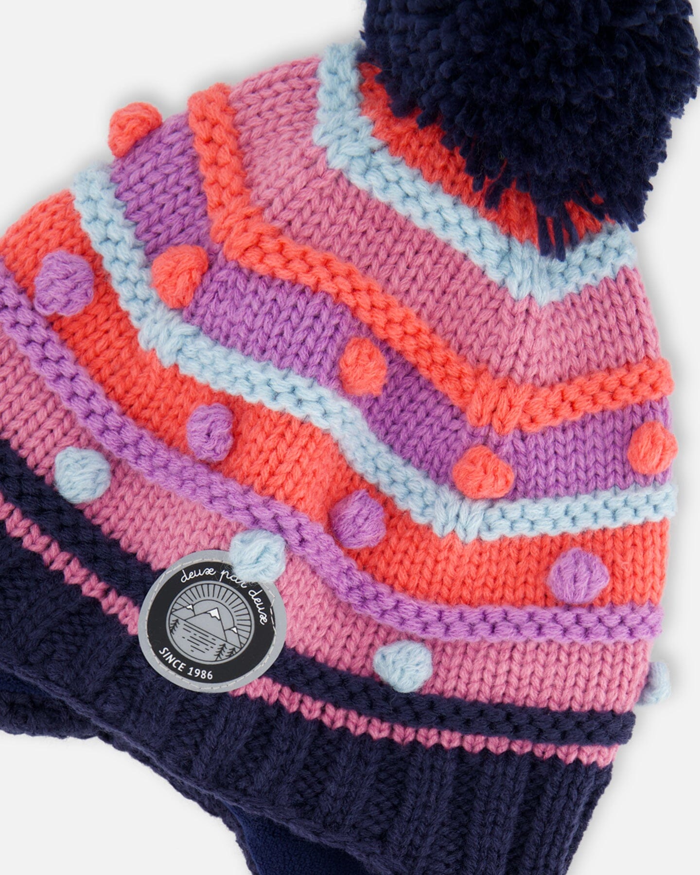 Tuque d’hiver en tricot avec oreille - Rayures - G10ZI02-000 - 2/4  à 5/8 ans