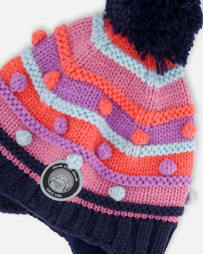 Tuque d’hiver en tricot avec oreille - Rayures - G10ZI02-000 - 2/4  à 5/8 ans