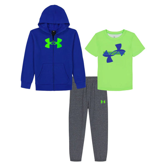 Ensemble chandail à manches courte, veste et pantalon - Bleu/Gris/Vert - 4 à 7 ans