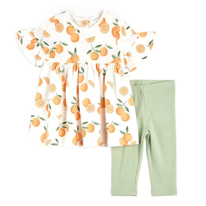 Ensemble robe et legging imprimé d’oranges - 3 à 24 mois