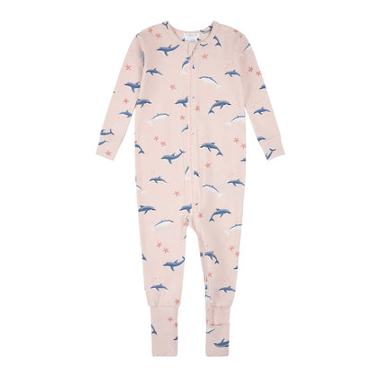 Pyjama convertible en coton organique - Dauphins - Nouveau-né à 24 mois