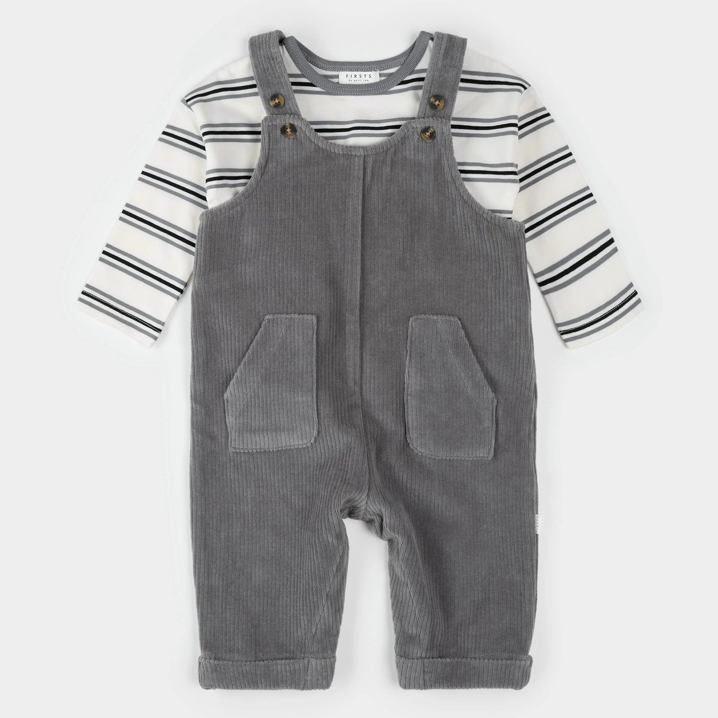 Ensemble 2 pièces Chandail et salopette - Gris - 3 à 24 mois