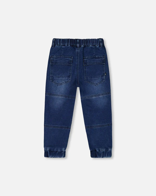 Pantalon jogger en denim foncé extensible - Essentiels - G20YB24-123 - 2 à 12 ans