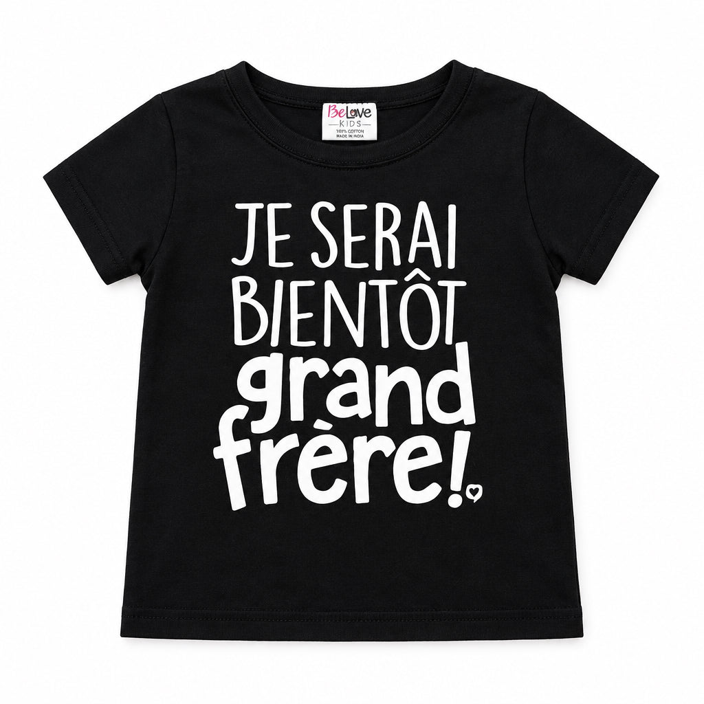 T-shirt " Je serai bientôt grande frère - Noir
