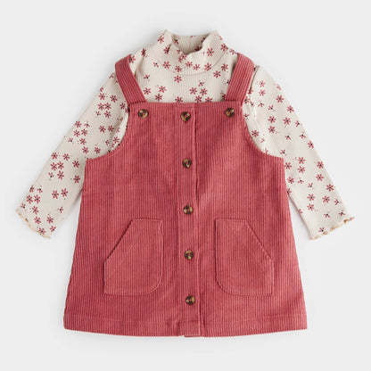 Ensemble Robe en corduroy « Jardins floral » - 3 à 24M