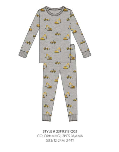 Ensemble pyjama bleu à imprimés - Camion  -  2 à 14 ans