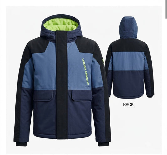 Manteau d’hiver UA POWDERHOUND - Noir/Bleu - 8  à 16 ans