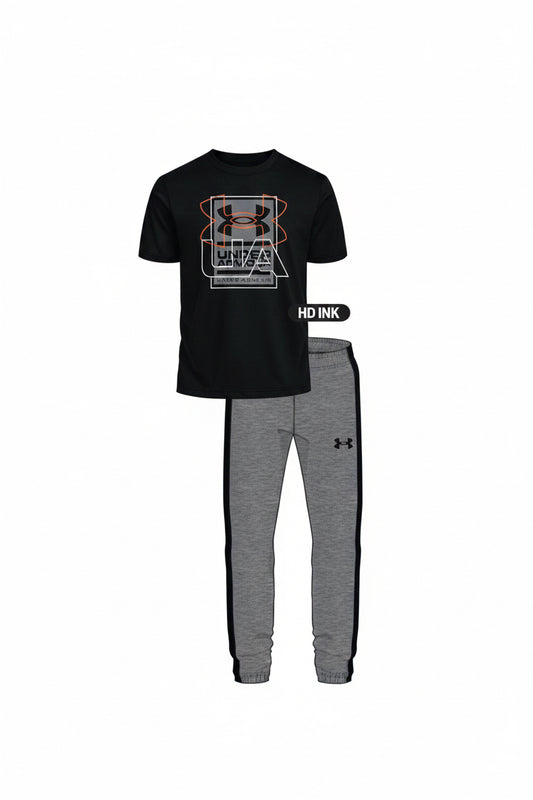 Ensemble t-shirt et Jogger  - BLACK CLAY GREEN HEATHER - 2 à 7 ans