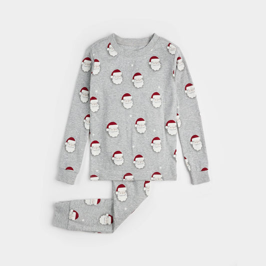 Ensemble pyjama gris chiné à imprimé «Père Noël» (2 pcs.) 2 à 14 ans