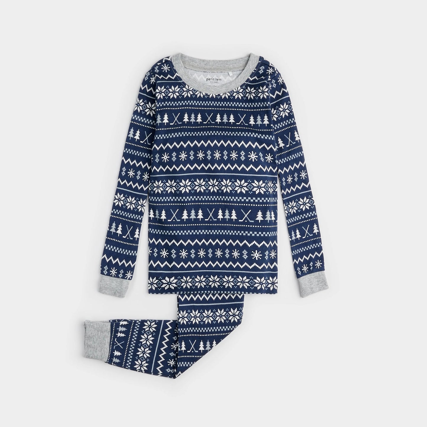 Ensemble pyjama bleu marin à motif jacquard (2 pcs.) 2 à 7 ans