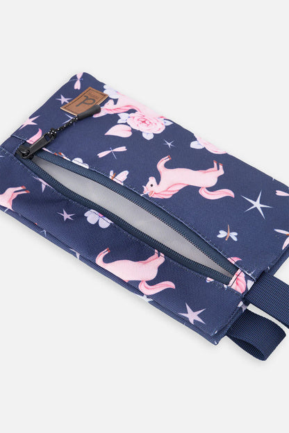 Trousse à crayon bleu marine imprimé licornes - J20ZEC_2J083