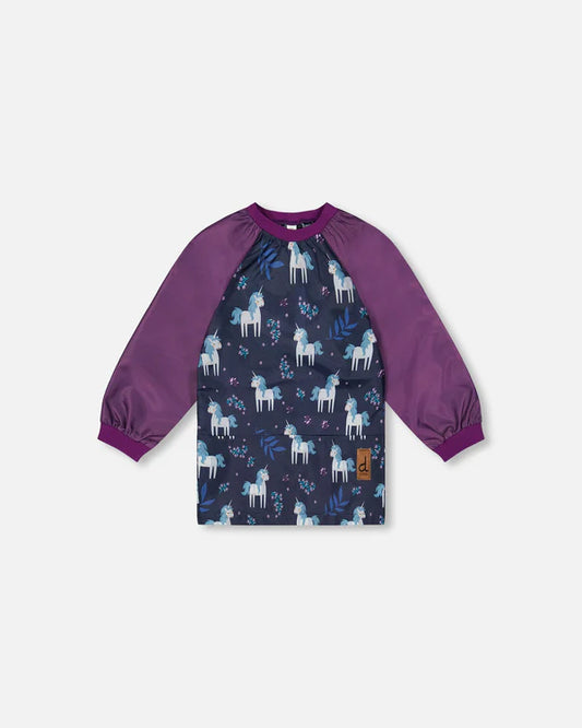 Tablier bleu et violet imprimé licornes - J20ZTA_2J085