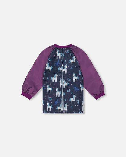 Tablier bleu et violet imprimé licornes - J20ZTA_2J085