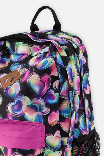Sac à dos noir imprimé cœurs pour enfant - J20ZSD_2J028