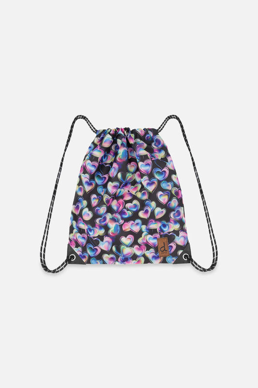 Sac à cordon noir imprimé cœurs - J20ZSC_2J028