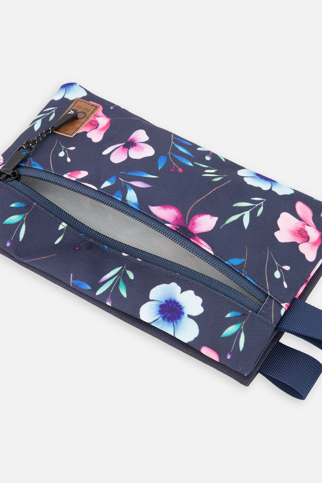 Trousse à crayon bleu imprimé fleurs - J20ZEC_2J023