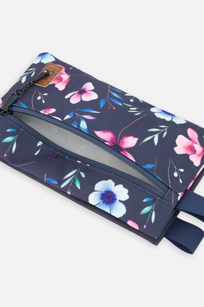Trousse à crayon bleu imprimé fleurs - J20ZEC_2J023