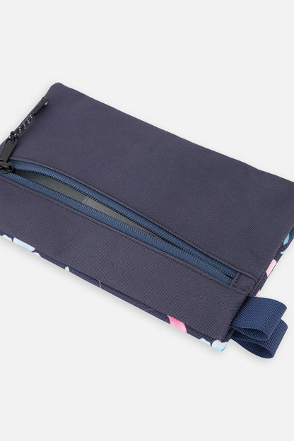 Trousse à crayon bleu imprimé fleurs - J20ZEC_2J023
