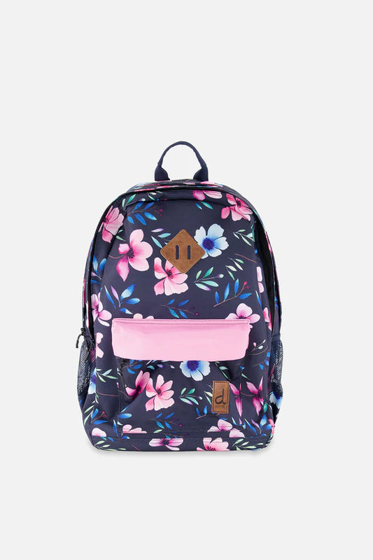Sac à dos bleu imprimé fleurs pour enfant - J20ZSD_2J023
