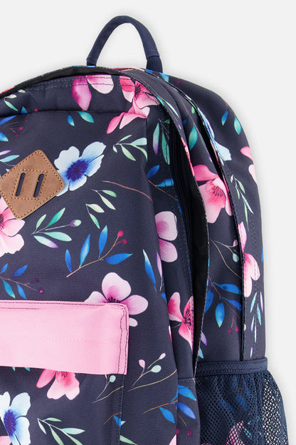 Sac à dos bleu imprimé fleurs pour enfant - J20ZSD_2J023