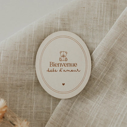Pastille de bois - Naissance ourson