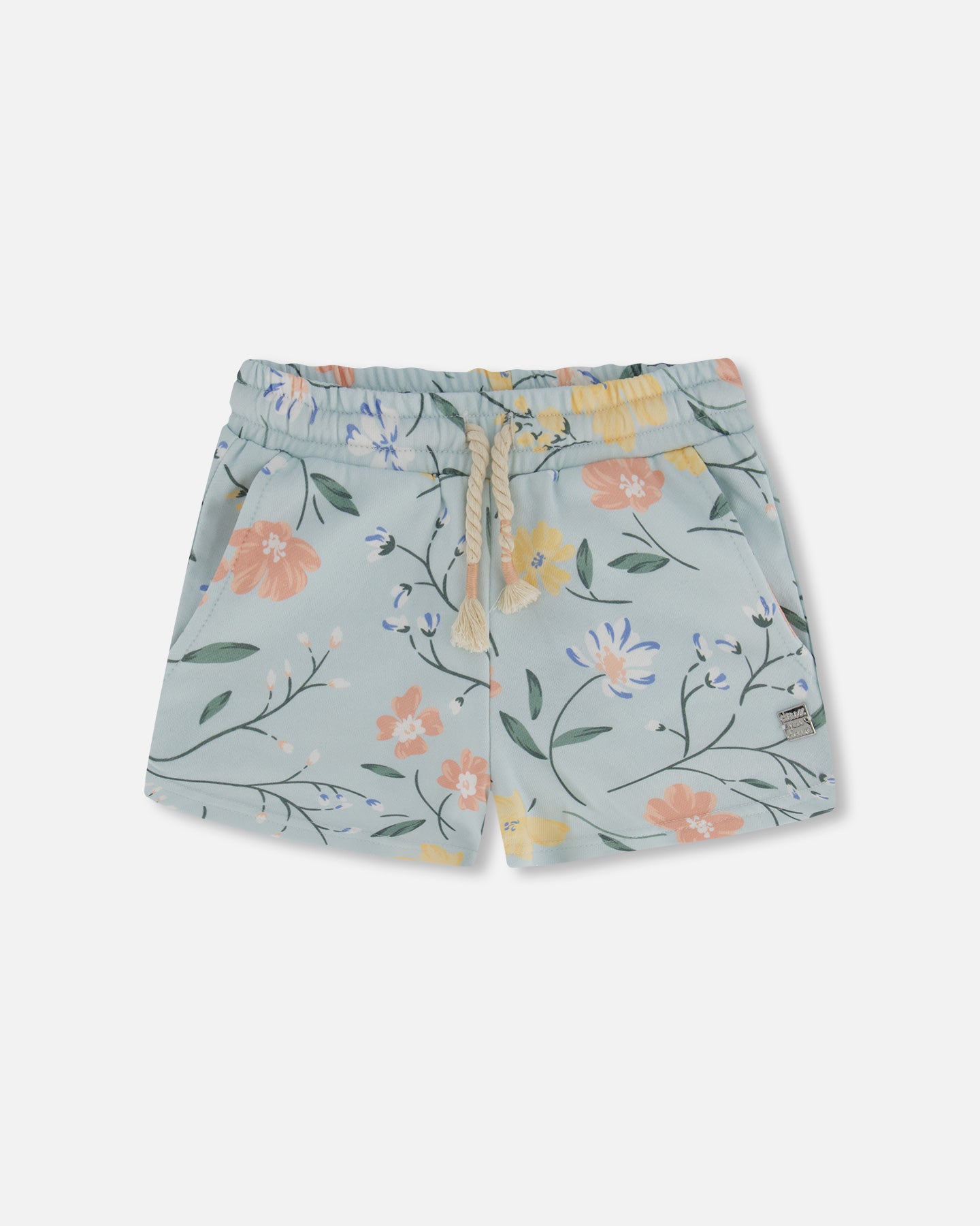 Short bleu clair avec imprimé de fleurs romantiques en coton français
- F30H25-028 - 3 à 12 ans