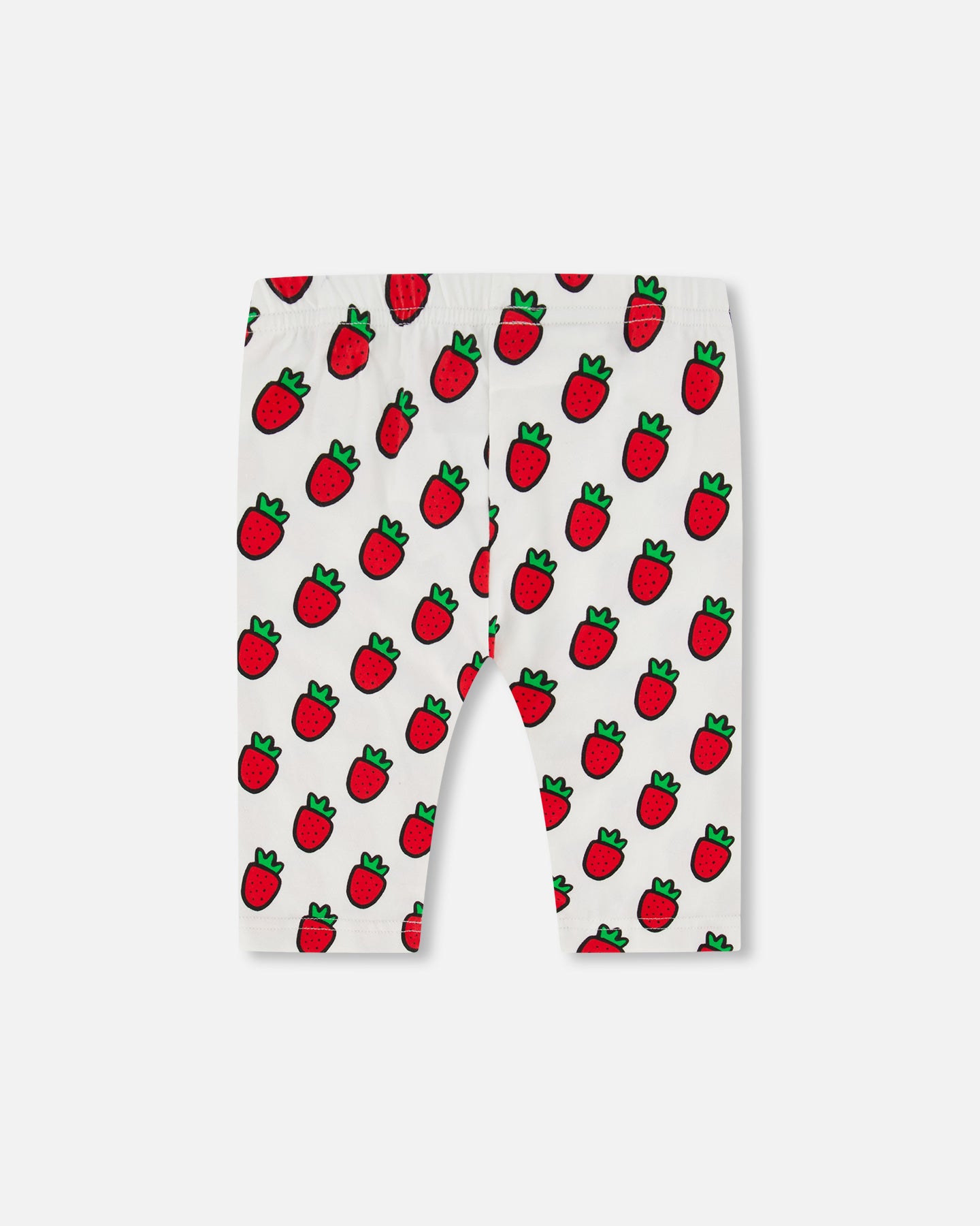 Legging court blanc imprimé de fraises pop en coton biologique - F30K61-091 - 2 à 10 ans