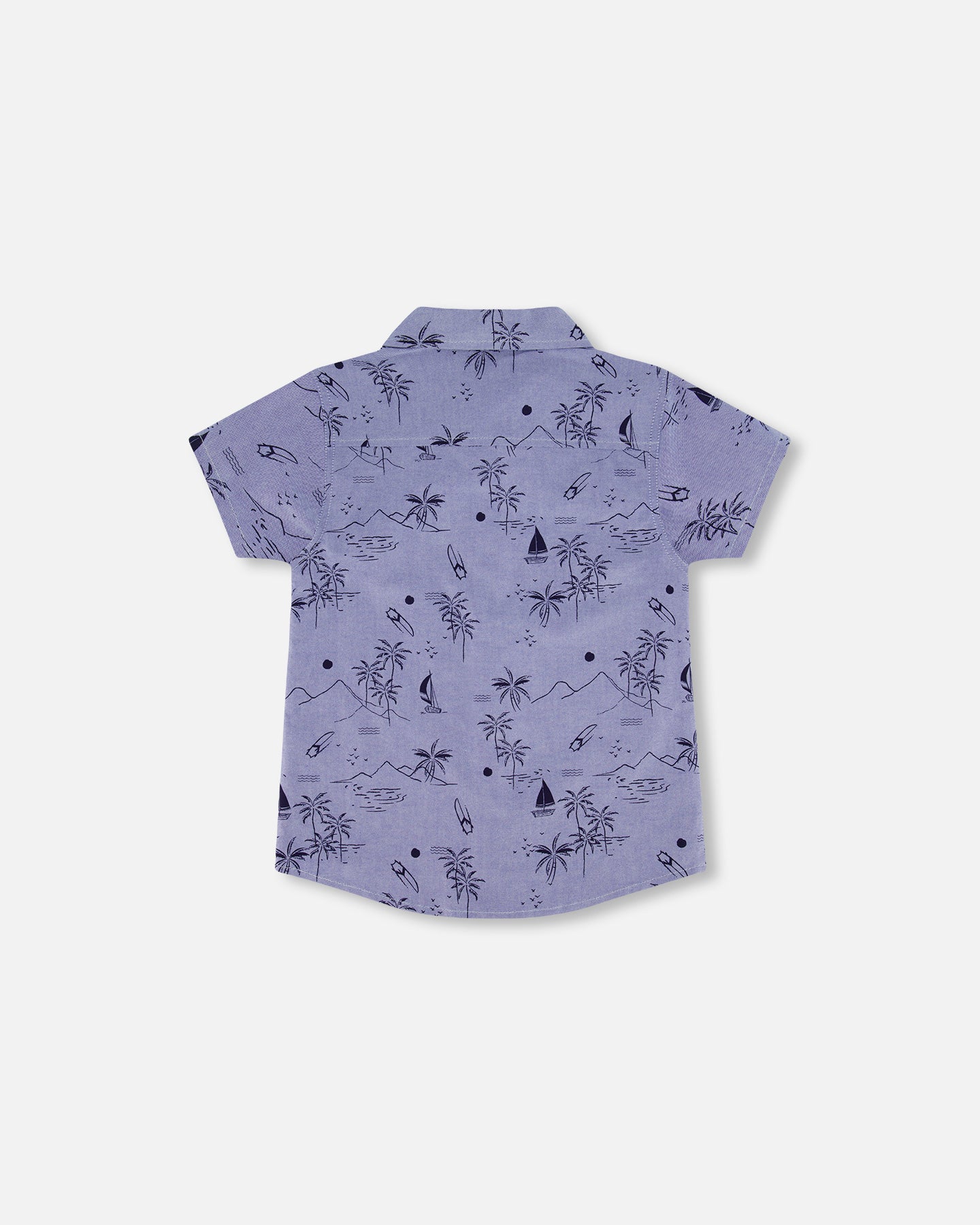 Chemise chambray à manches courte imprimée plage F30U15-038 - 2 à 10 ans