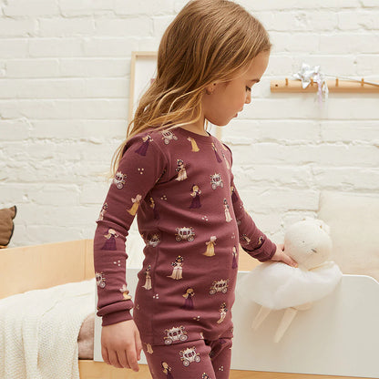 Ensemble pyjamas merlot à imprimé de princesses - 2 à 10 ans