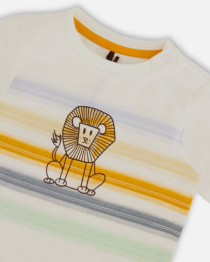 Ensemble t-shirt et short en coton français beige avec imprimé d'animaux
- F30T10-096 - 6 à 24 mois et 2 à 6 ans
